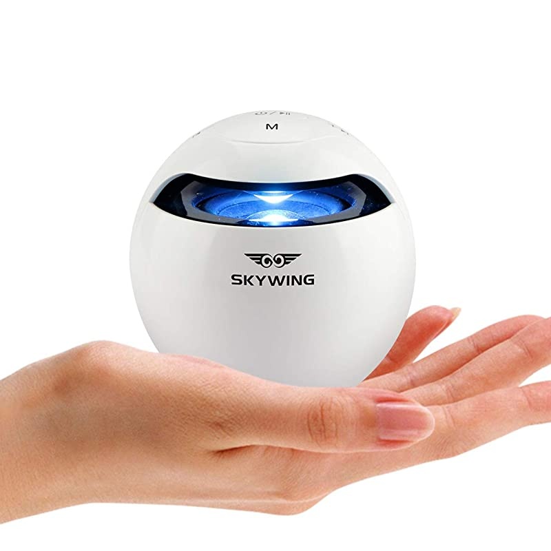 SoundAce S5 Mini 5W Wireless Speaker with Light, 15H Music, Premium Small LED Portable Bluetooth Speaker for iPhone iPad Girls Birthday Kitchen Bathroom Bedroom, White