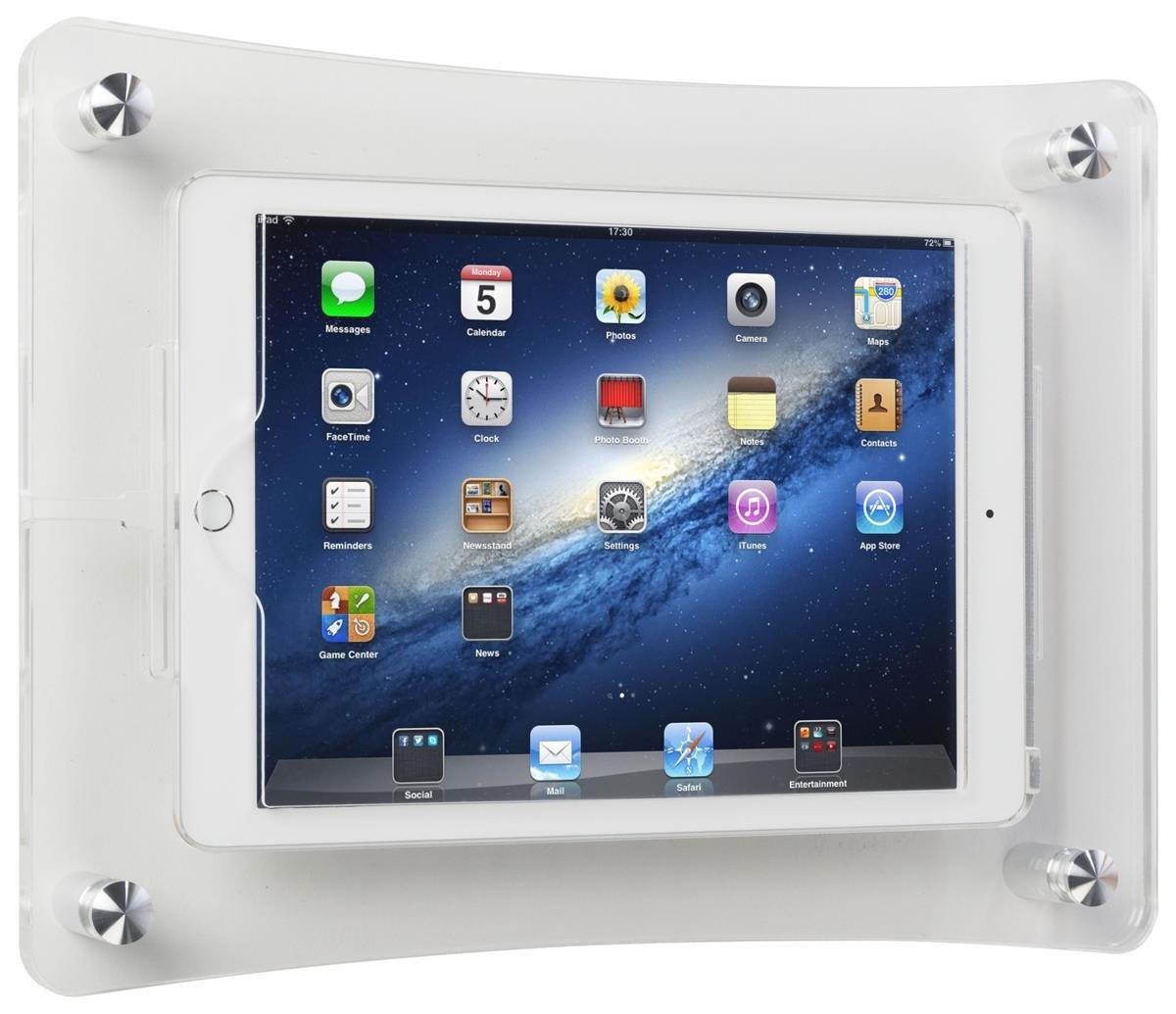 Displays2go iPad Air Presentation Stands with Wall Mount, Secure Enclosure, Acrylic Construction, Hands-Free Design &ndash; Clear (ICASEWM)