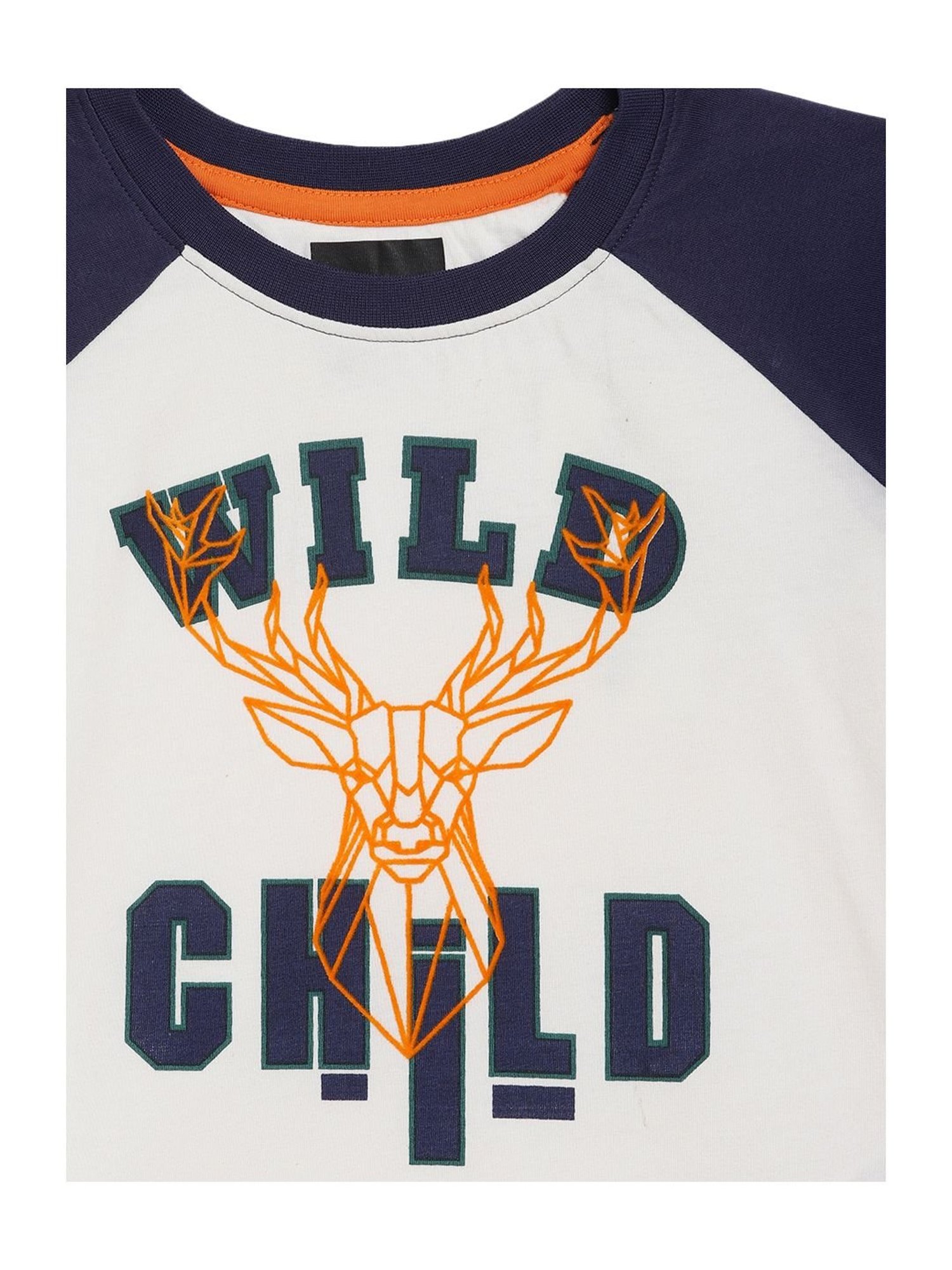 Blue Giraffe Kids Off White Printed T-Shirt