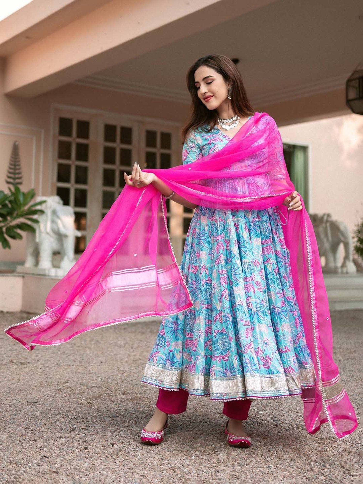 AACHHO Blue Yasmin Angrakha Suit Set