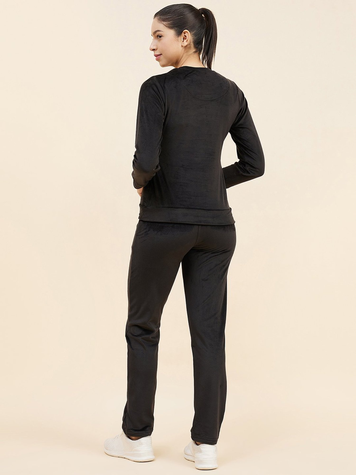 Sweet Dreams Black Printed Sports Sweatshirt Track Pants Set