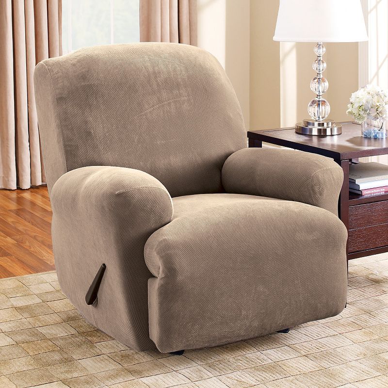 Stretch Pique Recliner Slip Recliner Taupe - Sure Fit