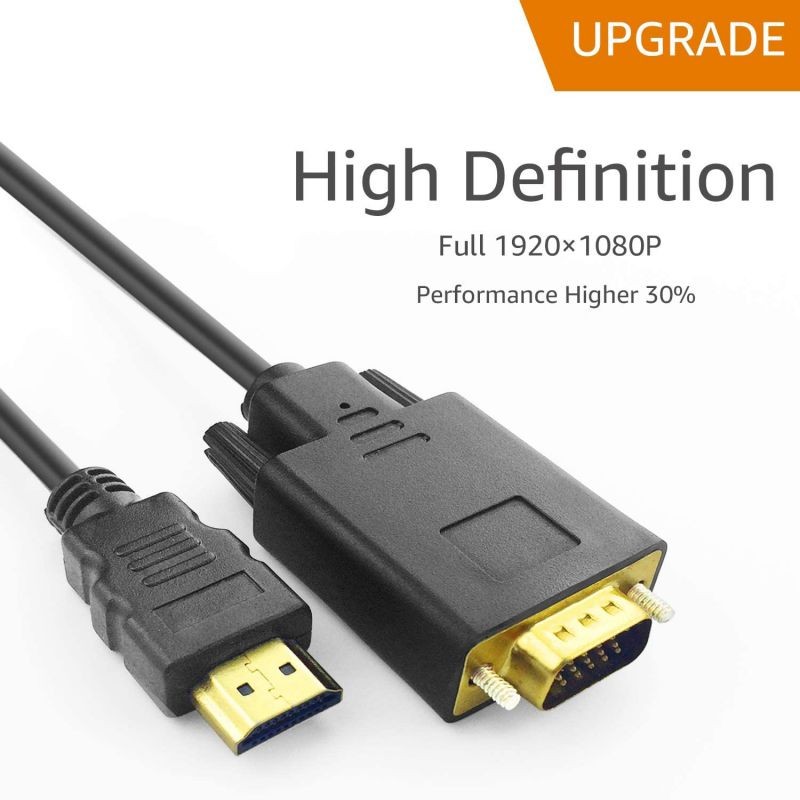 HDMI to VGA Adapter Cable PeoTRIOL 1080P HDMI Male to VGA Male M/M Video Converter Cord VGA Adapter Compatible with HDMI Desktop Laptop DVD to 15 Pin D-SUB VGA HDTV Monitor Projector - 6Feet