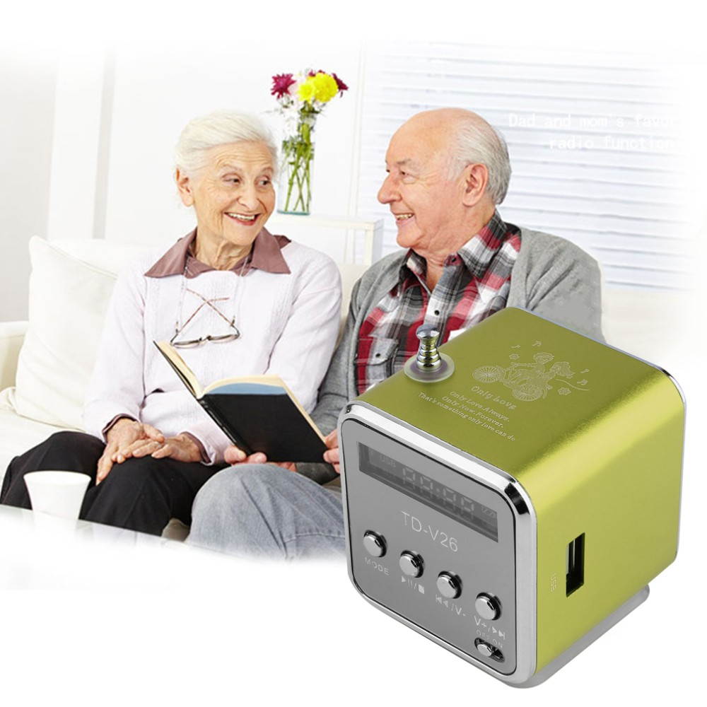 Portable USB mini radio, 3D surround speakers support Line IN, FM, TF mode, compatible with MP3, MP4, PC, laptop, phone, black