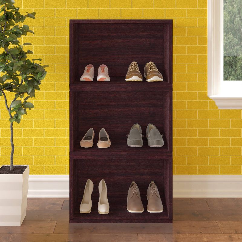 Way Basics Stackable Eco Rectangle Shelf Shoe Rack Espresso Wood Grain