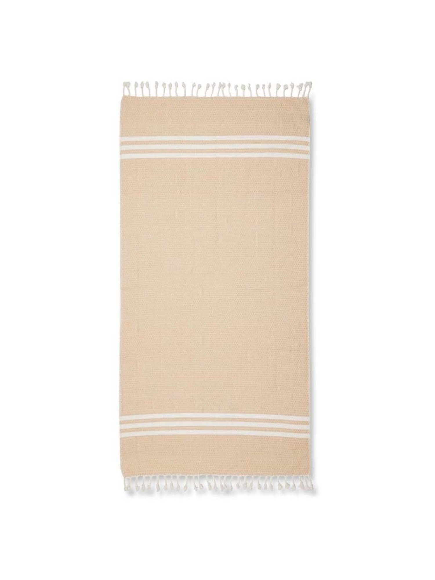 Fabindia Standalone Beige Cotton Large Honeycomb Bath Towel