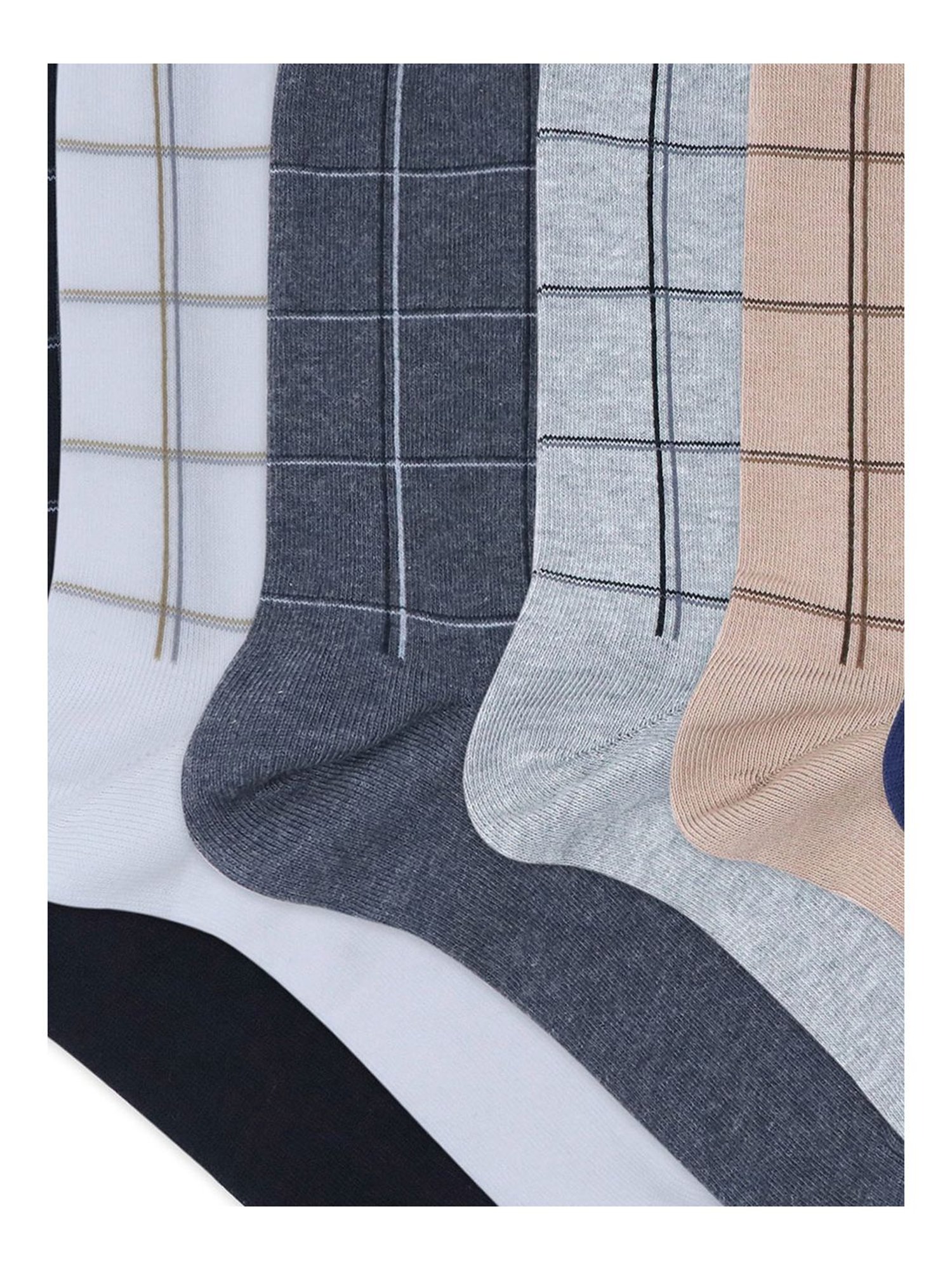 BALENZIA Cotton Checkered Calf Length Socks (Pack Of 6)