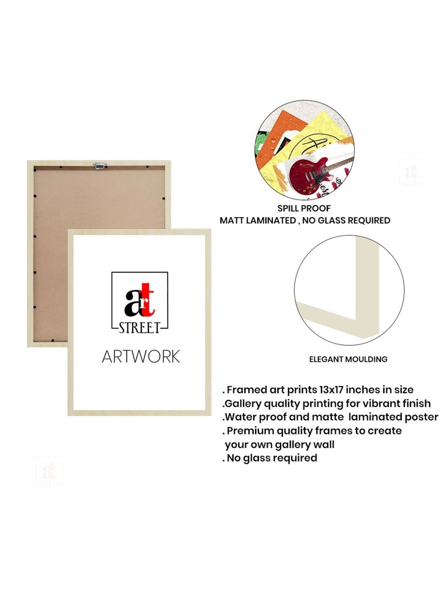 Art Street Multicolor Engineered Wood Abstract Botanical Boho Wall Paintings - Set of 3