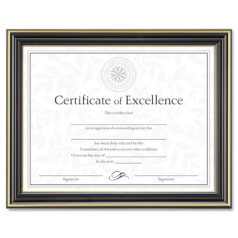 Dax Gold-Trimmed Document Frame w/Certificate Wood 8 1/2 x 11 Black N2709N6T