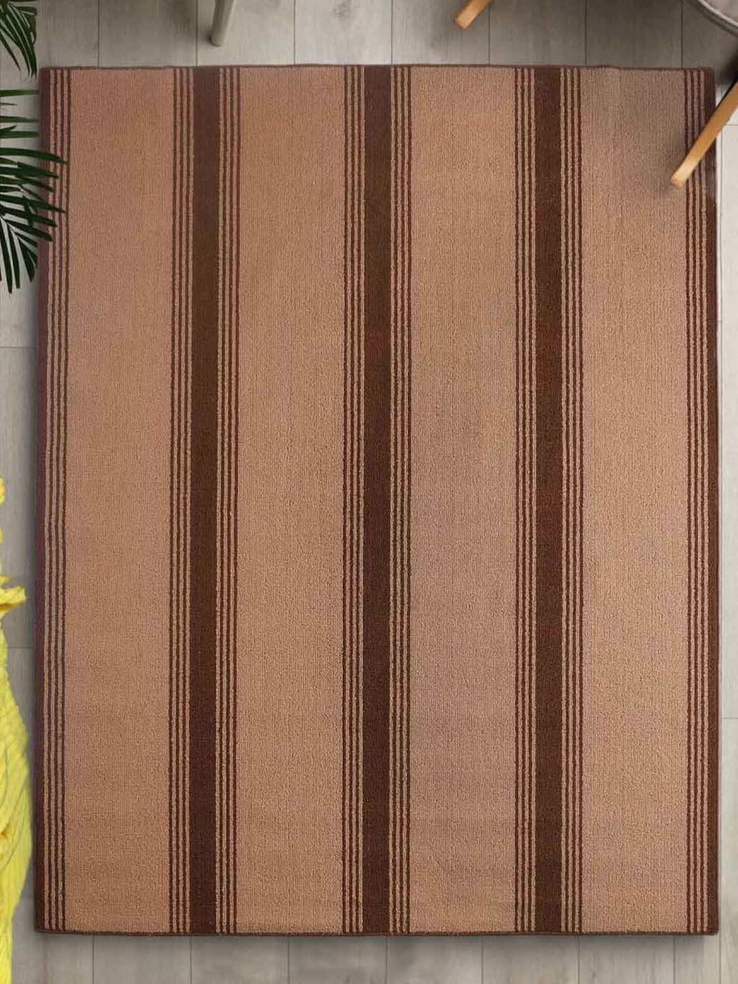 Saral Home Beige & Brown Polypropylene Medium Antiskid & Washable Power Carpet