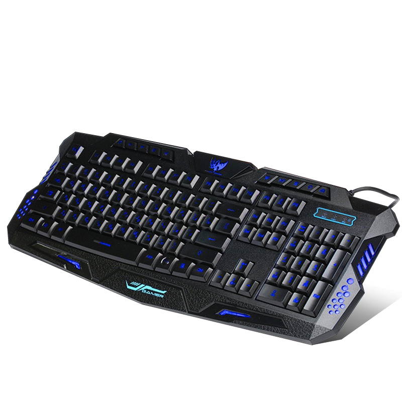 Bilingual Russian/English 3 Backlight Modes USB Wired Russia Gaming Keyboard with Adjustable Light Brightness for PC Desktop LOL