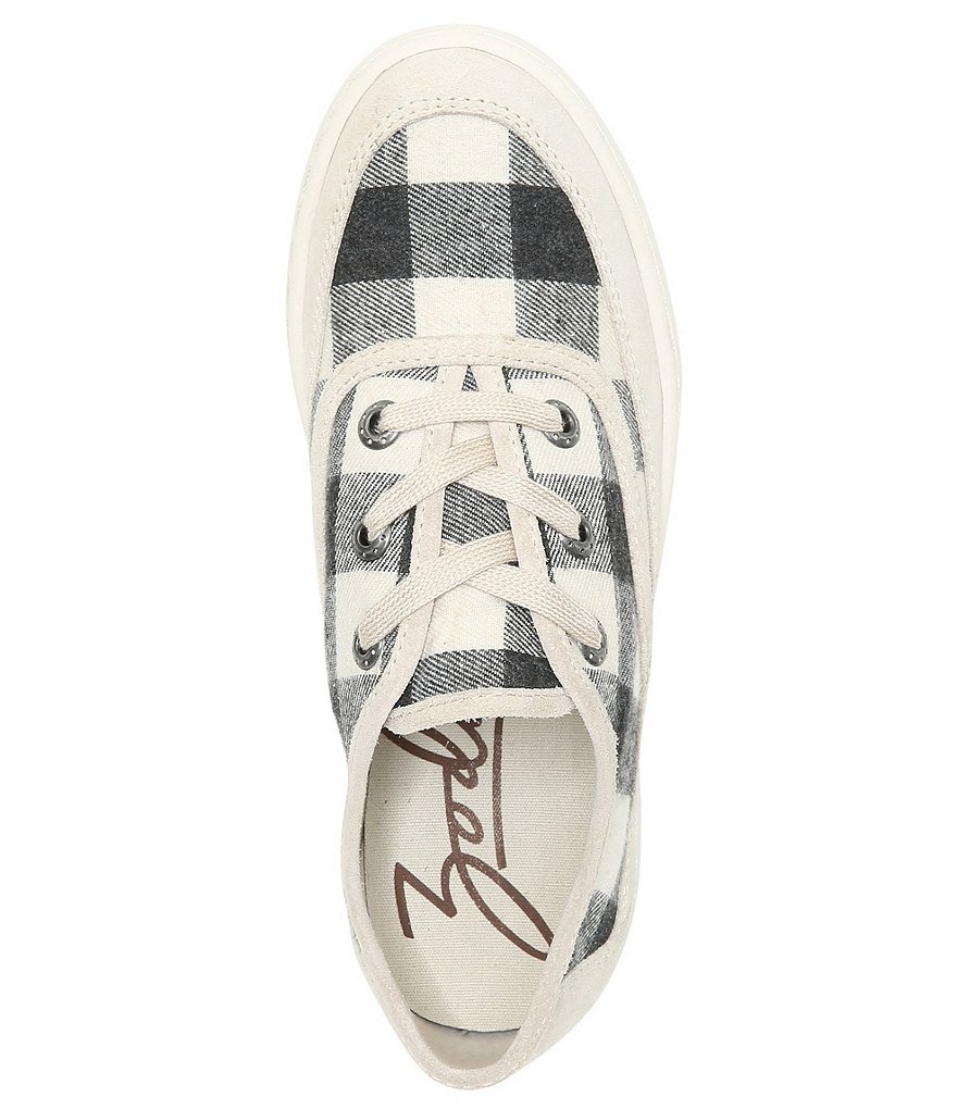 Zodiac Cheezburger Plaid Fabric Lace-Up Sneakers