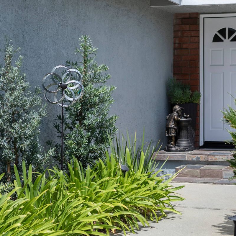 59" Iron Galvanized Windmill Garden Stake Gray - Alpine Corporation