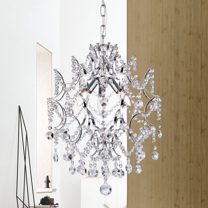 18" x 17" x 17" 3 Light Crystal Chandelier Silver - Warehouse of Tiffany