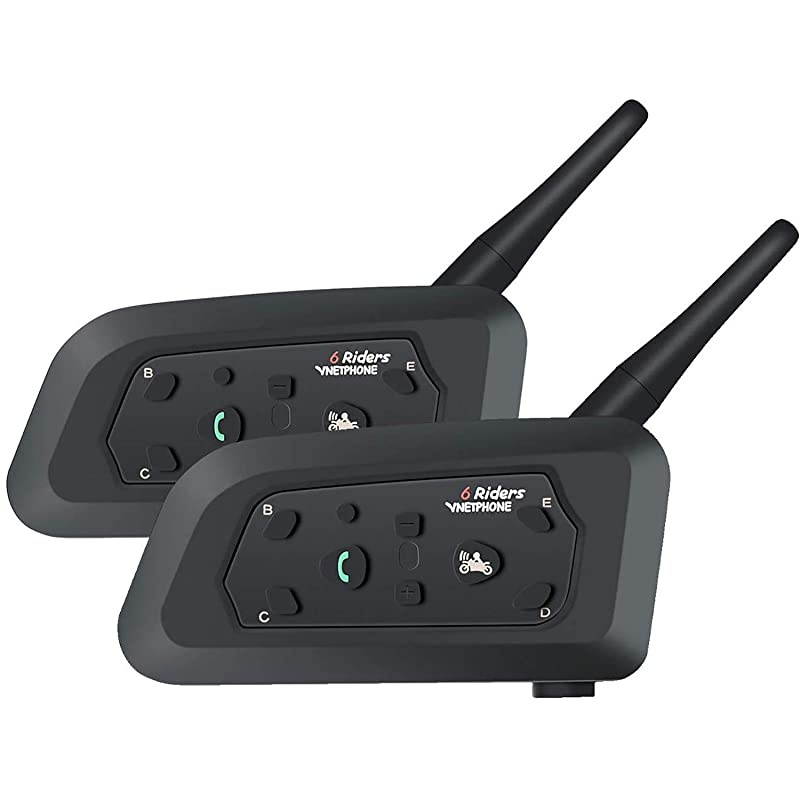 Motorcycle Helmet Bluetooth Intercom BT Multi Interphone Headset 1200M Bluetooth Motorbike Intercom Interphone Skiing Helmet Communication System Connect Up to 6 Riders 2 Pack
