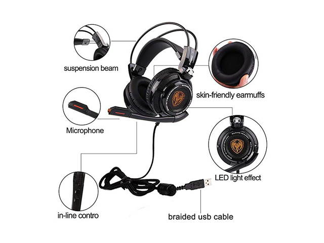 SOMIC G941 USB Gaming Headphones 7.1 Virtual Surround Sound Headset with Microphone and Vibration For PS4 PC Video Games