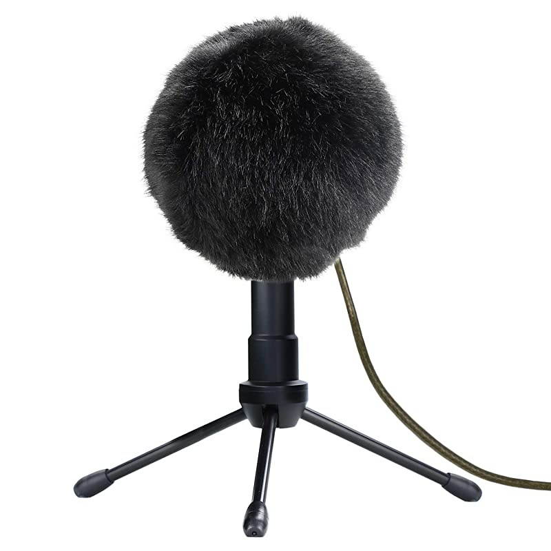 Furry Windscreen Muff - Customized Pop Filter for Microphone, Deadcat Windshield Wind Cover for Improve Blue Snowball iCE Mic Audio Quality (Black)