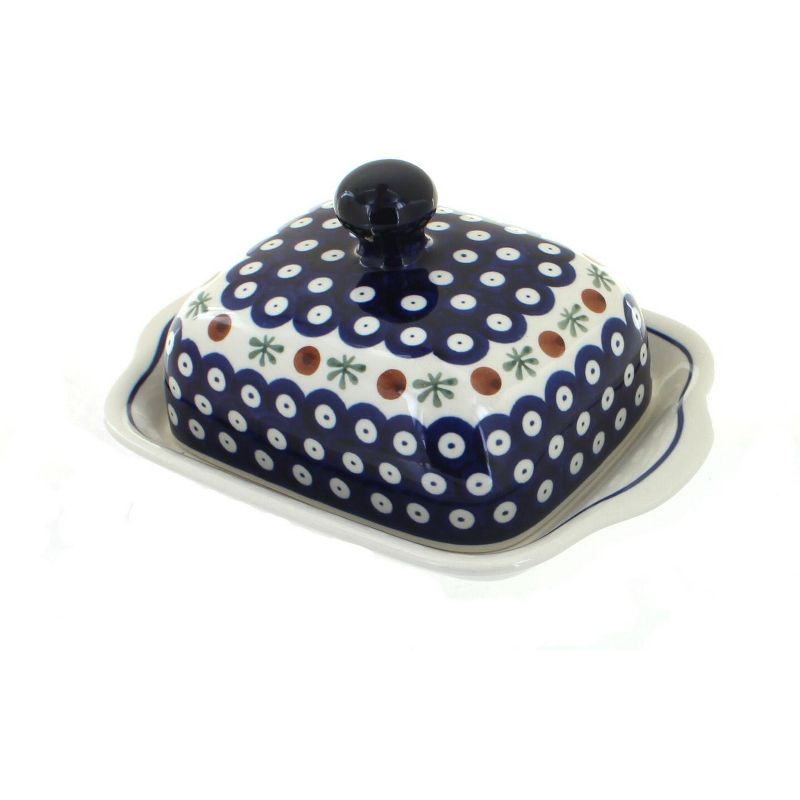 Blue Rose Polish Pottery Nature Square Butter Dish