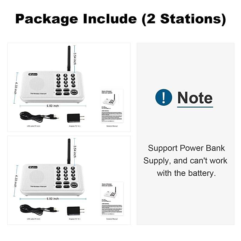 Intercoms Wireless for Home 5280 Feet Range 10 Channel 3 Code, Wireless Intercom System for Home House Business Office, Room to Room Intercom, Home Communication System (2 Packs, White)