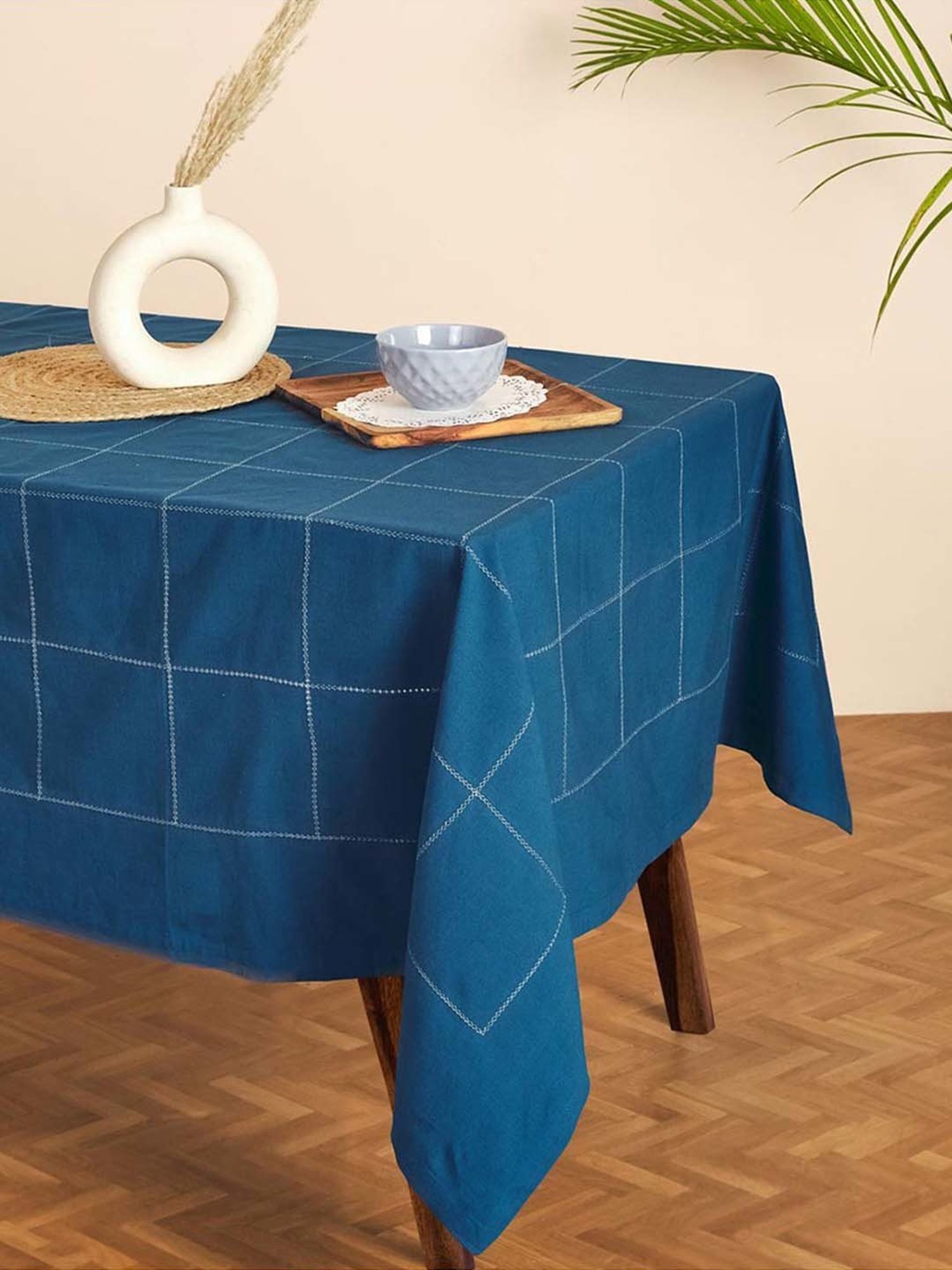 Romee Beige Cotton Checks Table Linen Sets