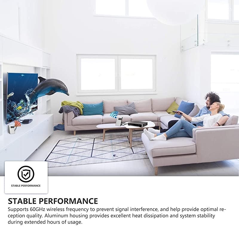 Zero Latency Wireless 4k 30Hz HDMI Extender Transmitter and Receiver, Up to 100ft 4kx2k @30Hz HDCP 1.4 2.2 with CEC Function for Desktop Computer, Laptop, Gaming and Live TV (WJEXT15-4)