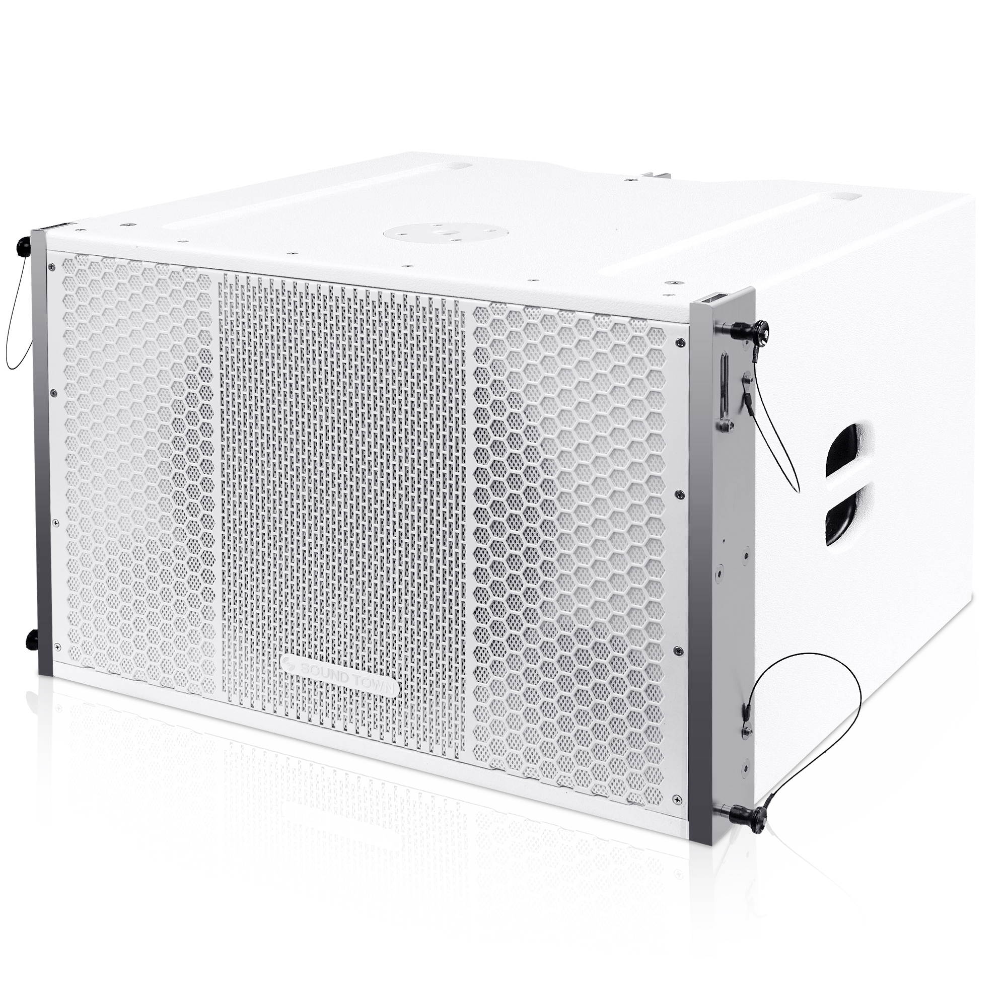 Sound Town ZETHUS Series Line Array Speaker System with One 15-inch Powered Line Array Subwoofer, Two Compact 1 X 10-inch Line Array Speakers, White