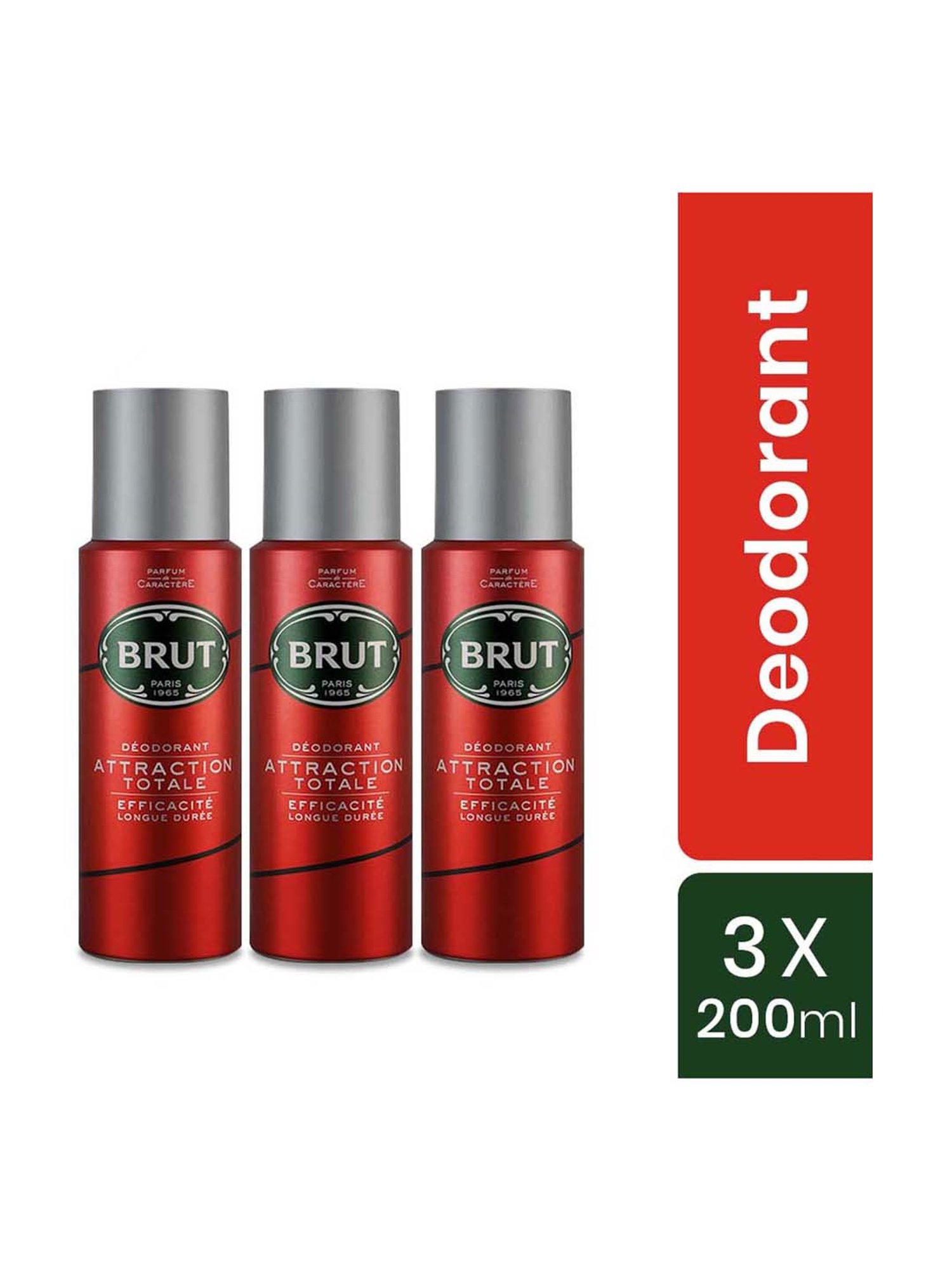 Brut Deodorant Spray Attraction for Men - 200 ml (Pack of 3)