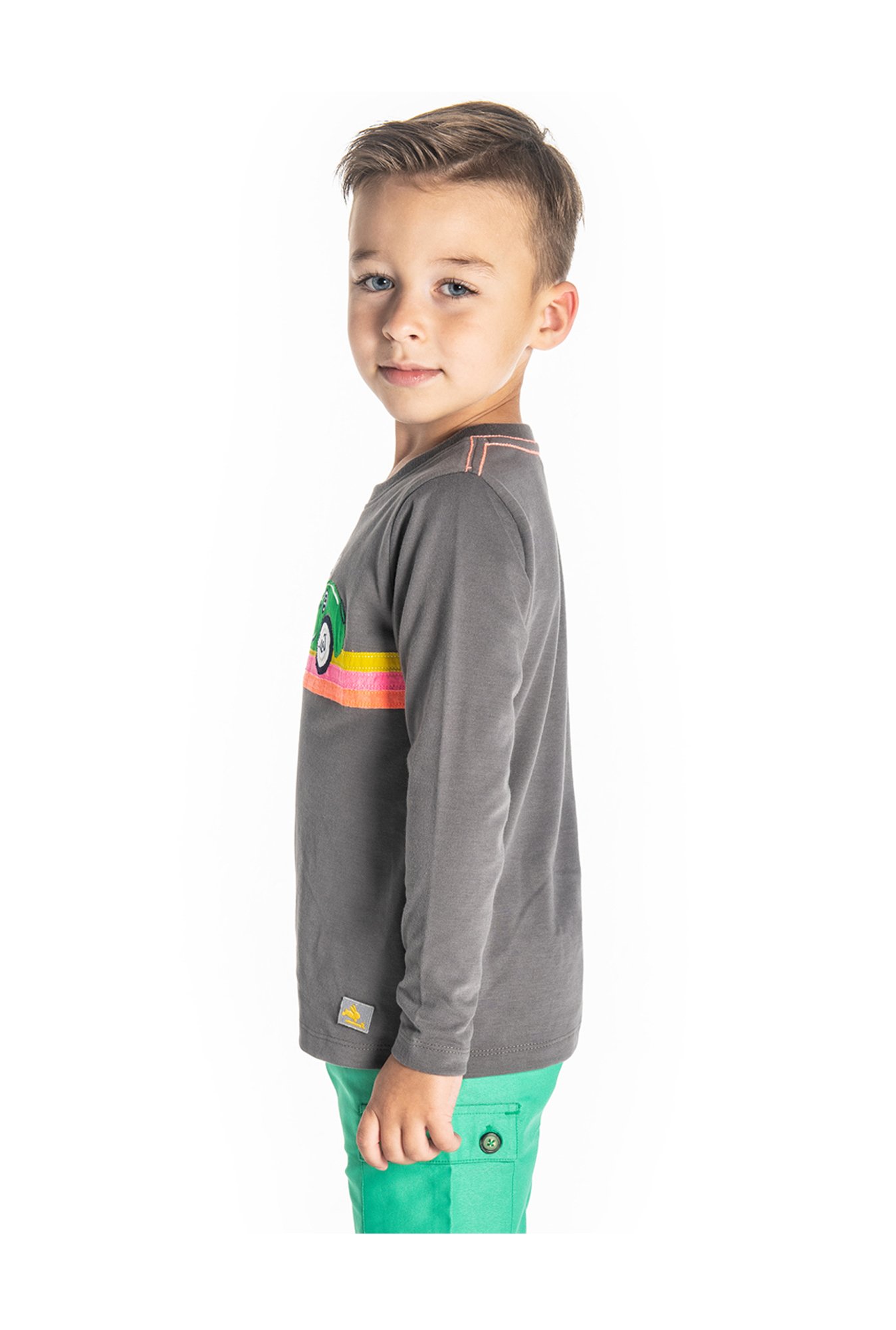 Cherry Crumble By Nitt Hyman Boys Grey Applique T-Shirt