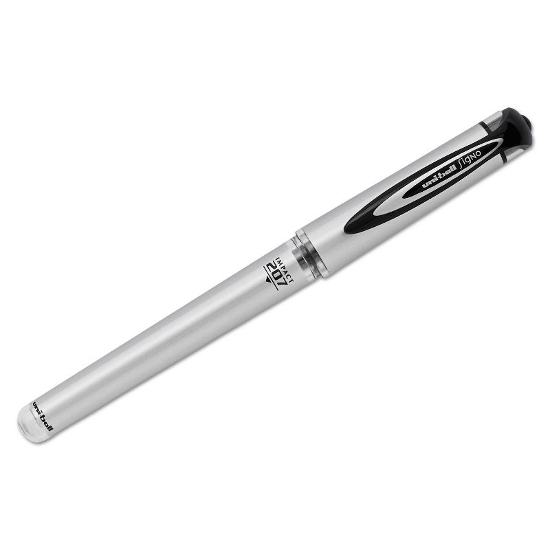 uni-ball 207 Impact Stick Gel Pen, Bold 1mm, Black Ink, Silver/Black Barrel 65800