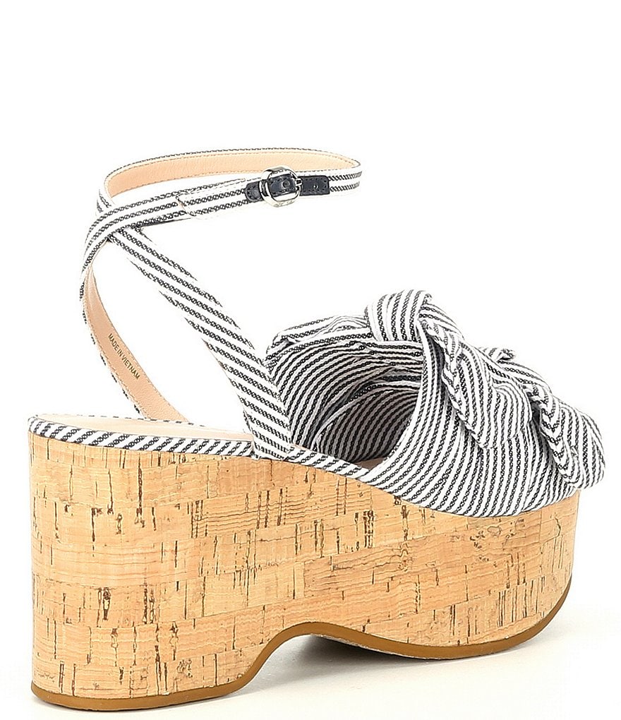 kate spade new york Julep Bow Stripe Ankle Strap Cork Platform Wedge Sandals