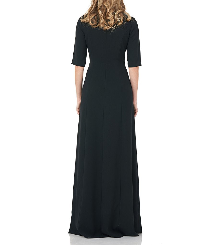 Kay Unger Davina Asymmetrical Stretch Crepe Walk Thru Jumpsuit