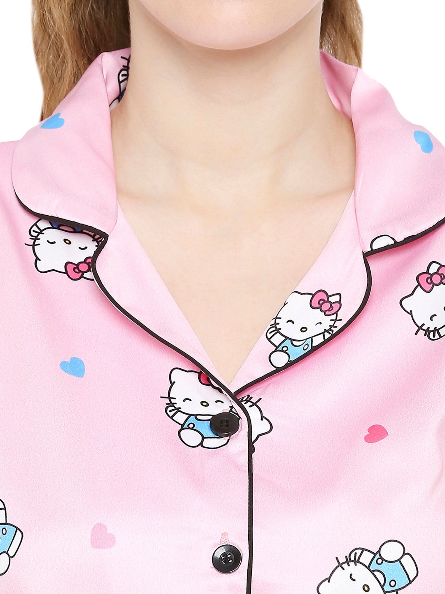 Smarty Pants Pink Satin Print Shirt With Pyjamas