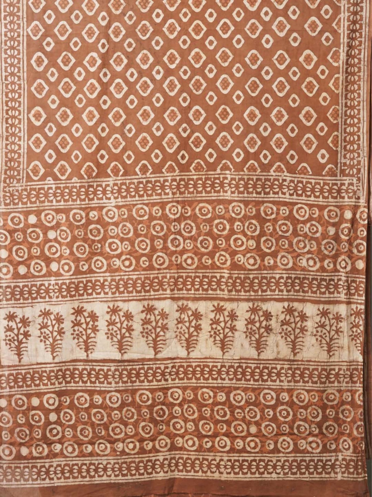 Unnati Silks Brown Cotton Printed Saree With Unstitched Blouse
