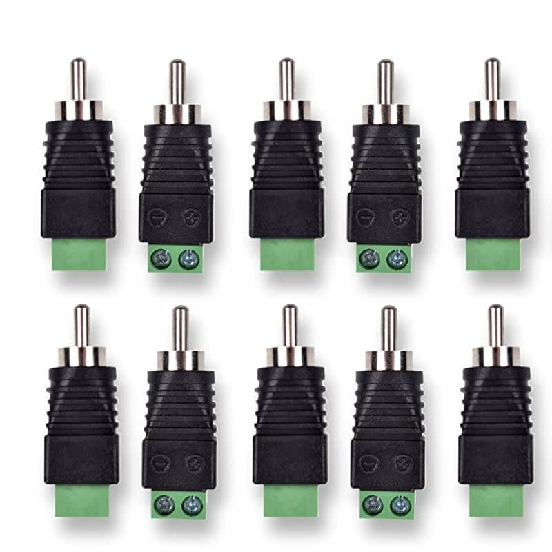 RCA Male to AV Screw Terminal UTP Cat5/Cat6 Cable Connector Audio/Video Adapter 10-Pack