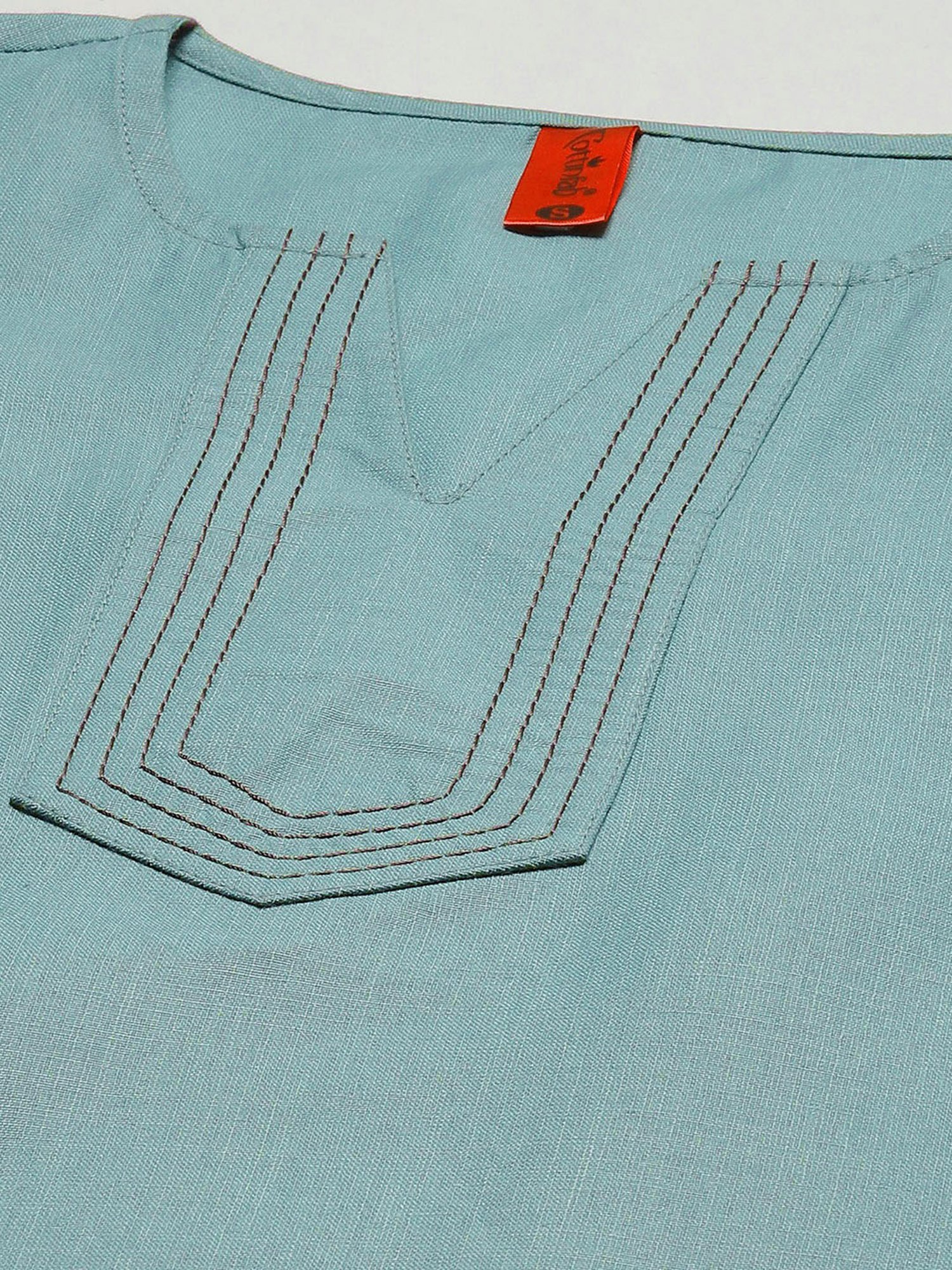 Cottinfab Green Regular Fit Cotton Tunic