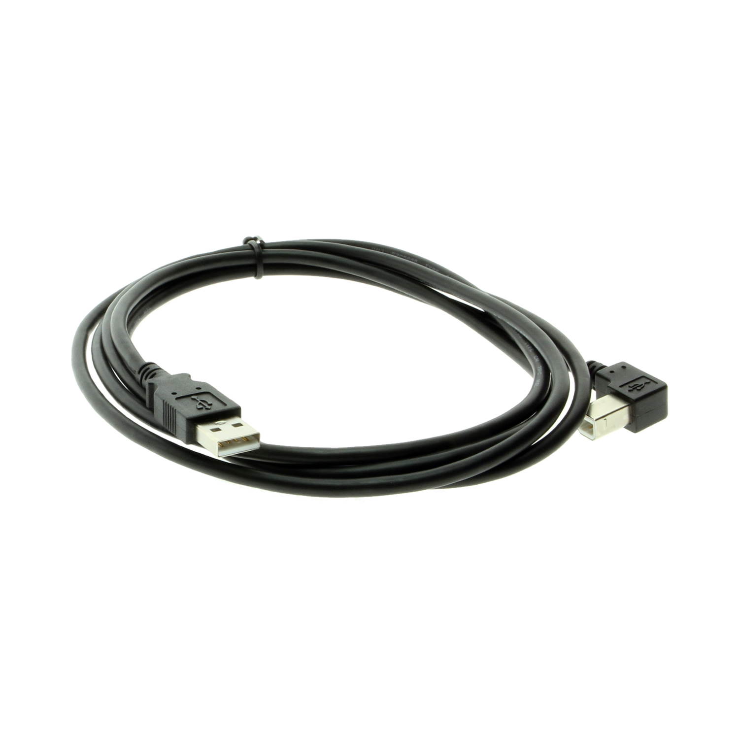 10FT USB 2.0 High-Speed Type-A to B Right Angle Black Device Cable
