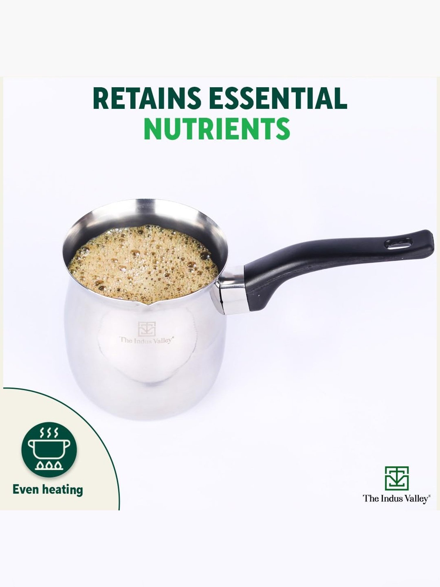 The Indus Valley Silver Stainless Steel Turkish Coffee Maker or Warmer (650 ML)