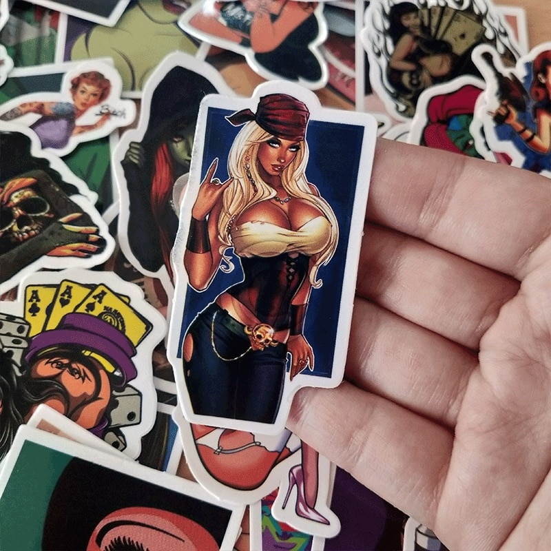 50 Pieces Pvc Waterproof Tease Vulgar Sexy Beauty Girls Stickers For PC Laptop Macbook Pro Keyboard Luggage Decal Bottles