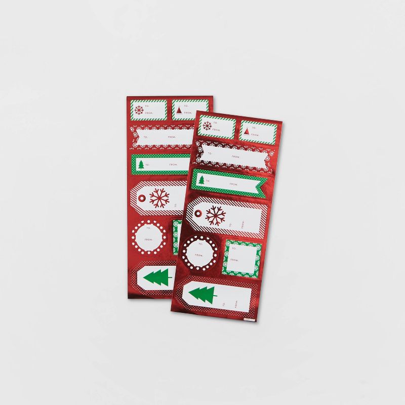 16ct Traditional Red & Green Sticker Gift Tags - Wondershop™