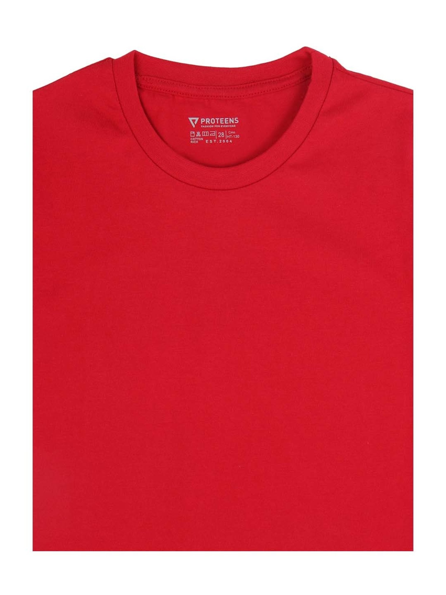 Proteens Kids Red Cotton Ragular Fit T-Shirt