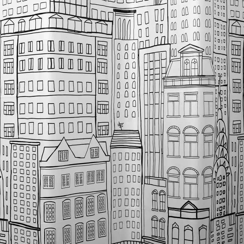 Skyline PEVA Shower Curtain White/Black - Hookless