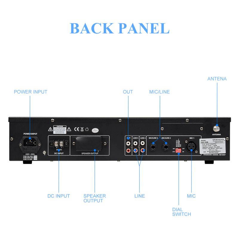 CAMPOTECH Professional Audio Wireless  Power Amplifier at 8-16O Mixer Amplifier Mulit- Channel Rack Mount Bridgeable, LED Indicators, Shockproof Binding Posts