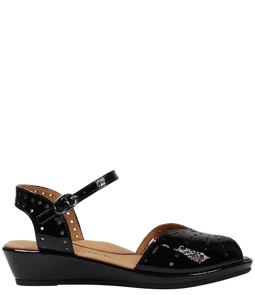 L'Amour Des Pieds Brenn Perforated Patent Leather Sandals