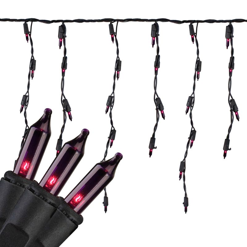 Brite Star Set of 100 Purple Mini Icicle Christmas Lights - 7.8ft Black Wire