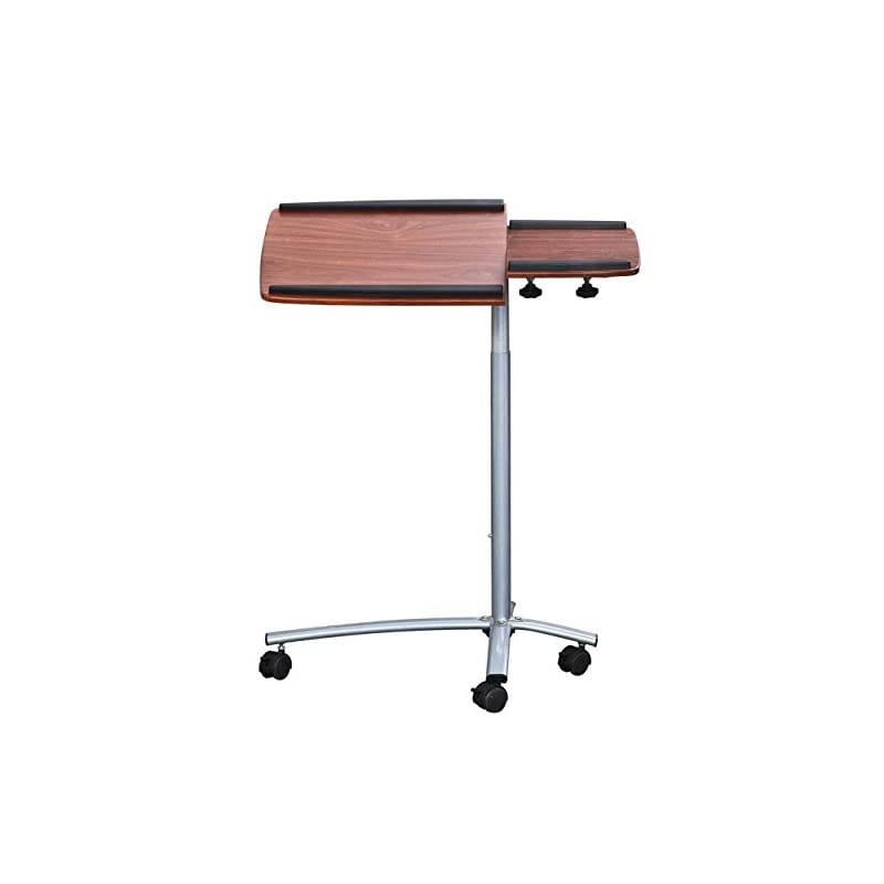 Sit-to-Stand Rolling Adjustable Laptop Cart, 32"W x 18"D x 47" H, Mahogany