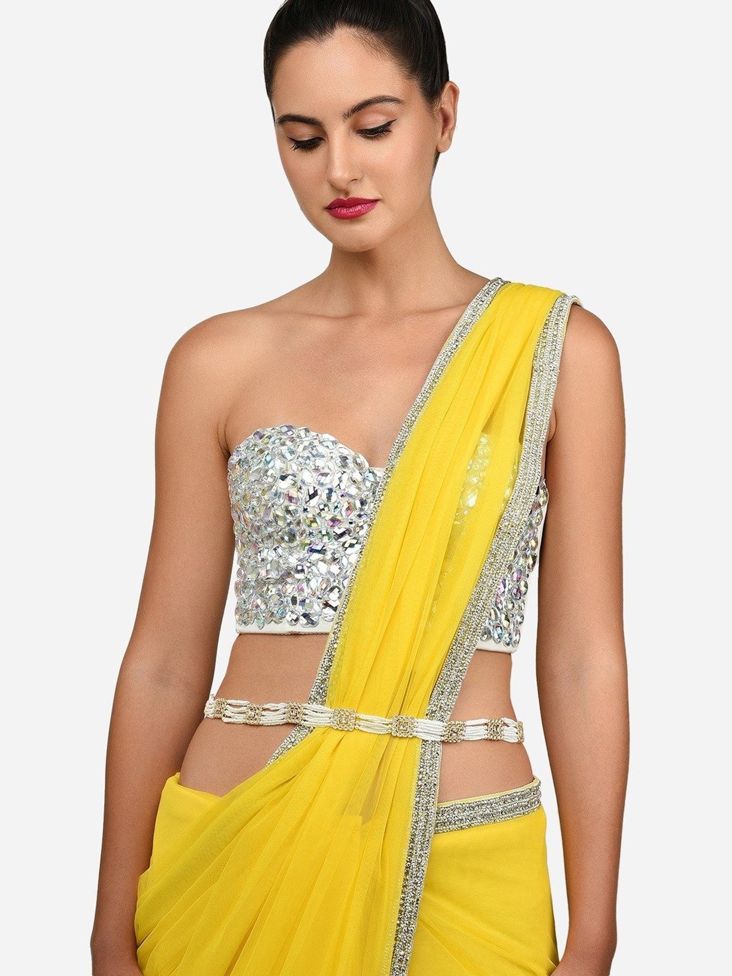 Zaveri Pearls Gold Tone Traditional Kundan Pearls Embellished Bridal Kamarbandh-ZPFK15970