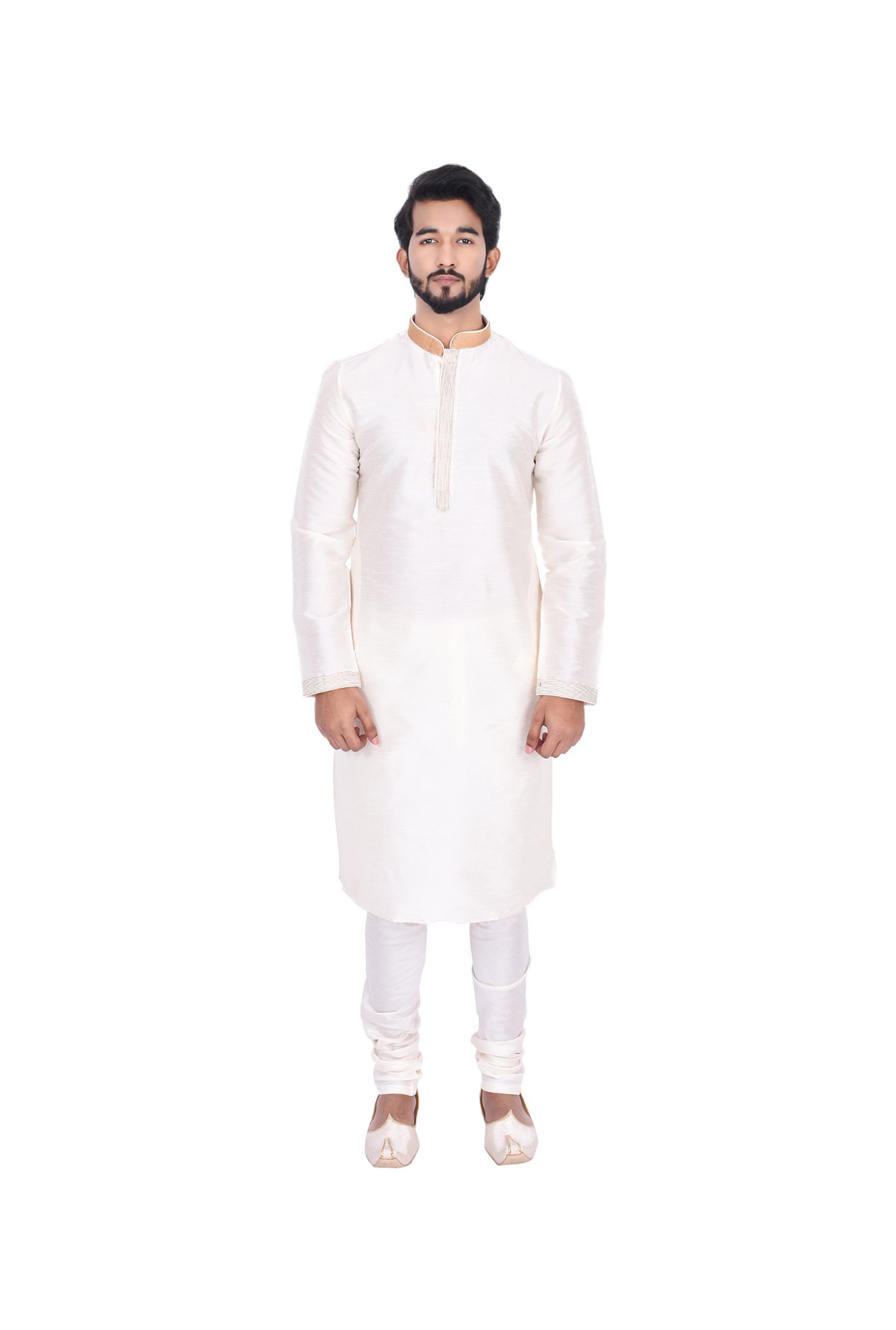 Manyavar Off White Self Design Kurta & Churidar Set