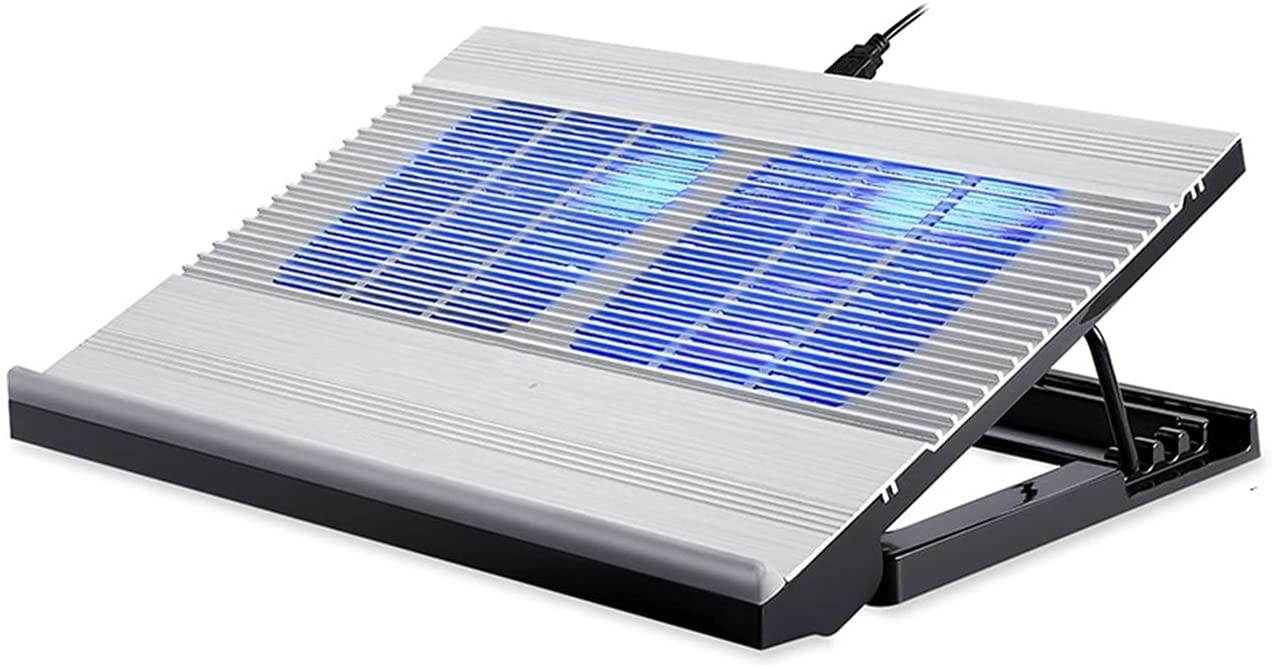 Laptop Accessories Portable Notebook Cooling Fan 4 Speed Adjustment Bracket Notebook Gaming Cooler Stand with Two Fan Computer Accessories (Color : Silver)