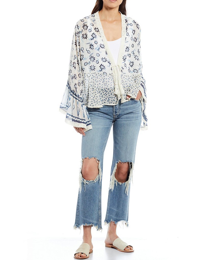 Free People Placed Print Lola Bell Sleeve Kimono