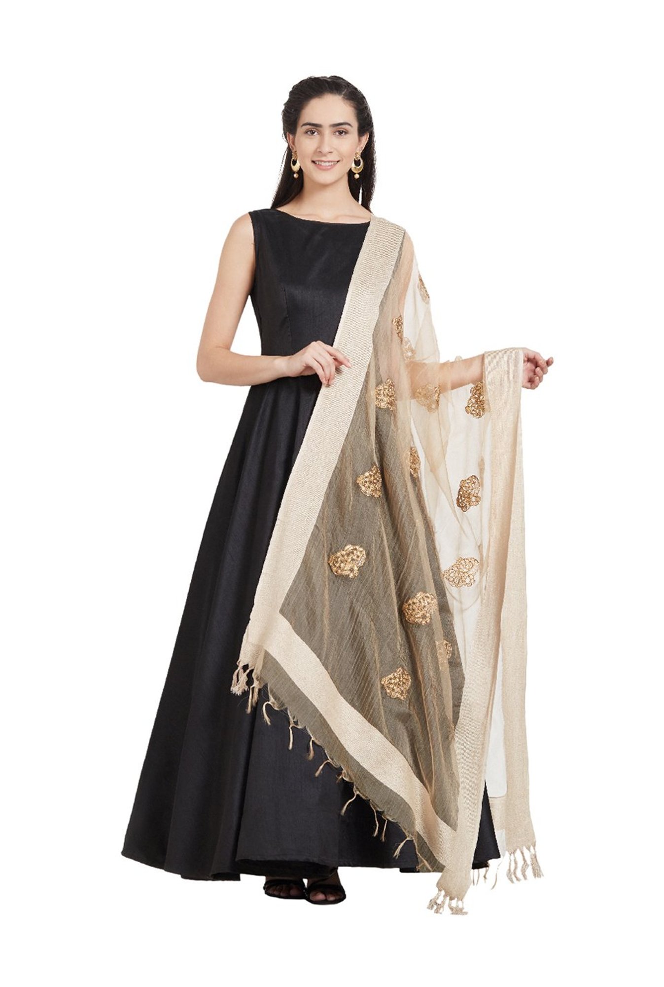 Dupatta Bazaar Beige & Gold Dupatta